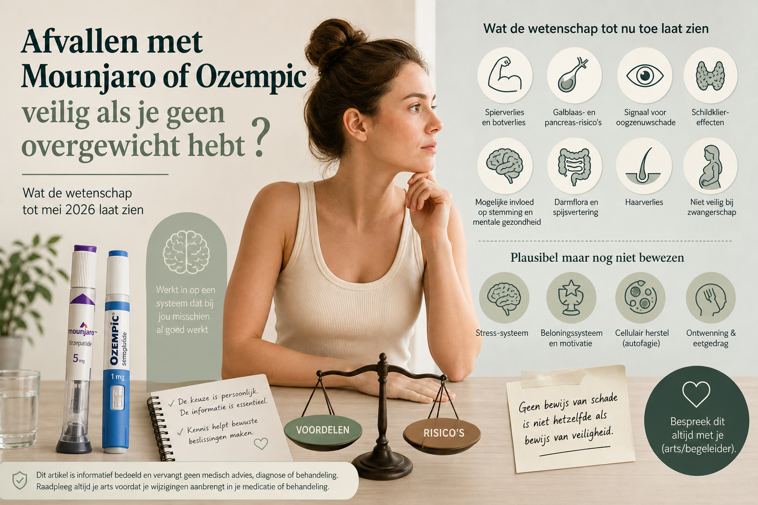 Is afvallen met Mounjaro of Ozempic veilig als je geen overgewicht hebt?